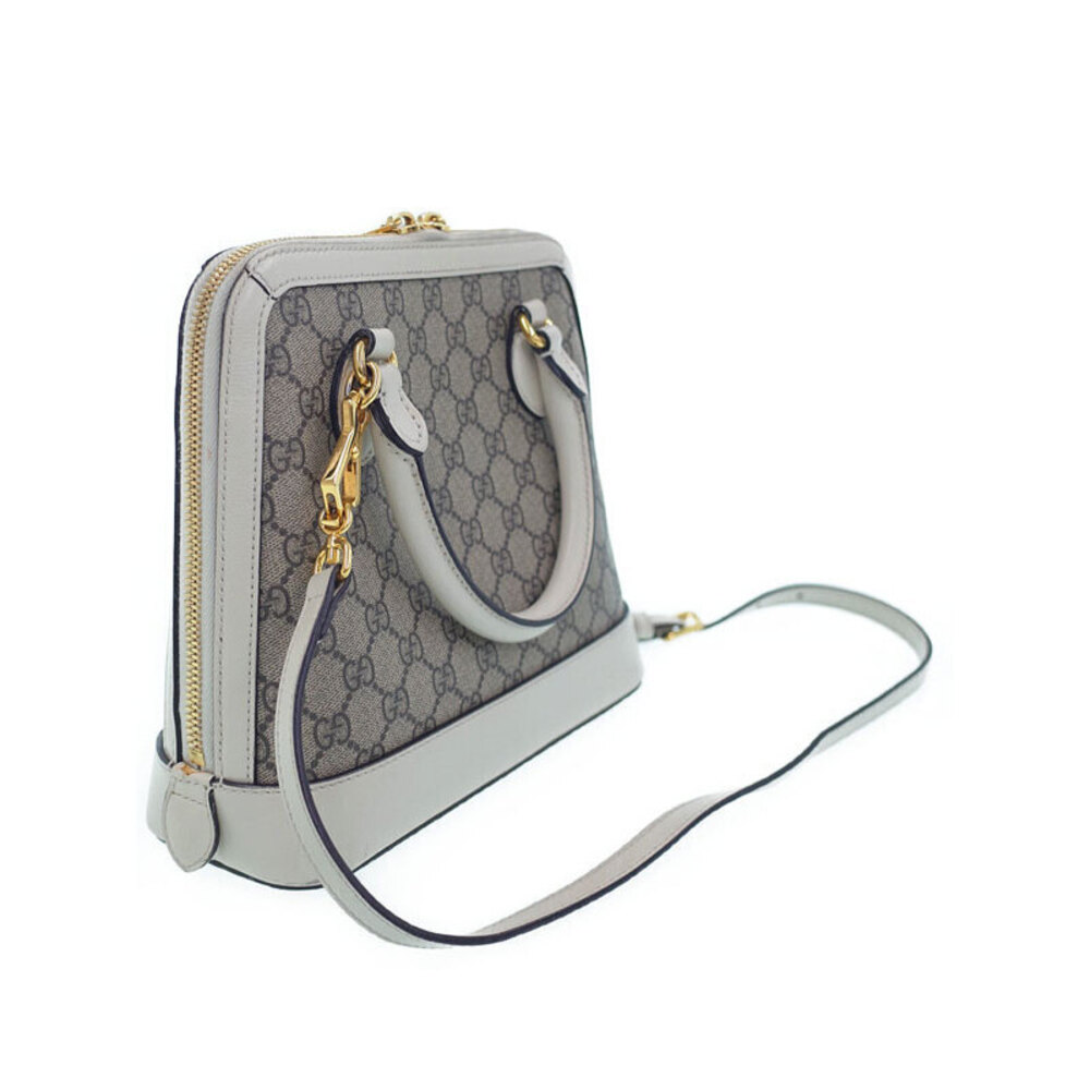 Gucci Supreme Bag beige Horsebit canvas GG 1955 Top white ebony Handle